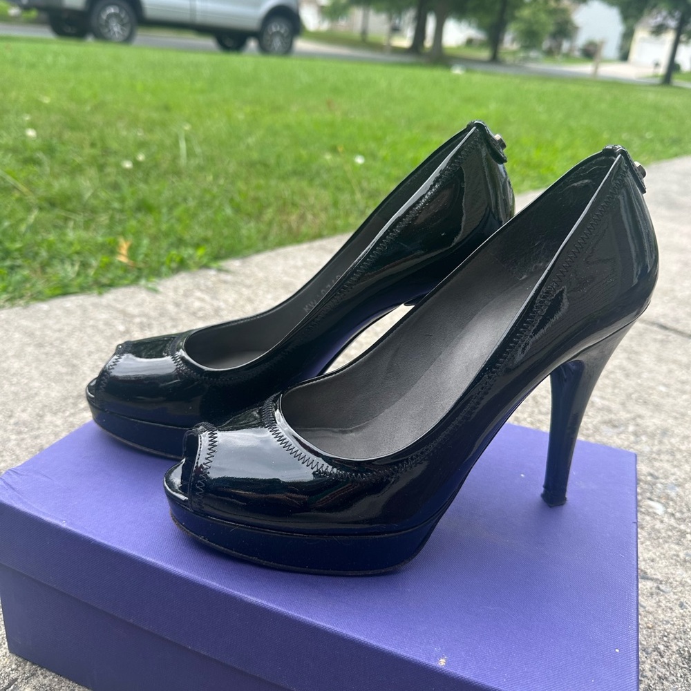 Stuart Weitzman Glossy Black Platform Heels